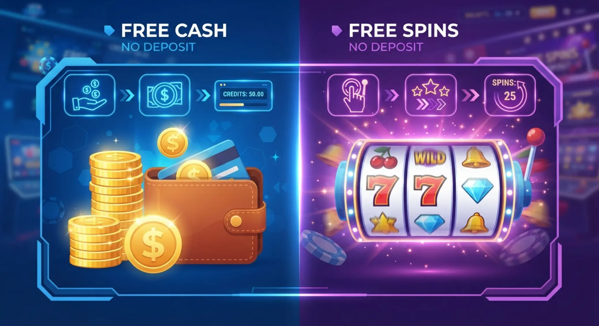 Rodzaje bonusów bez depozytu: darmowa kasa i free spiny