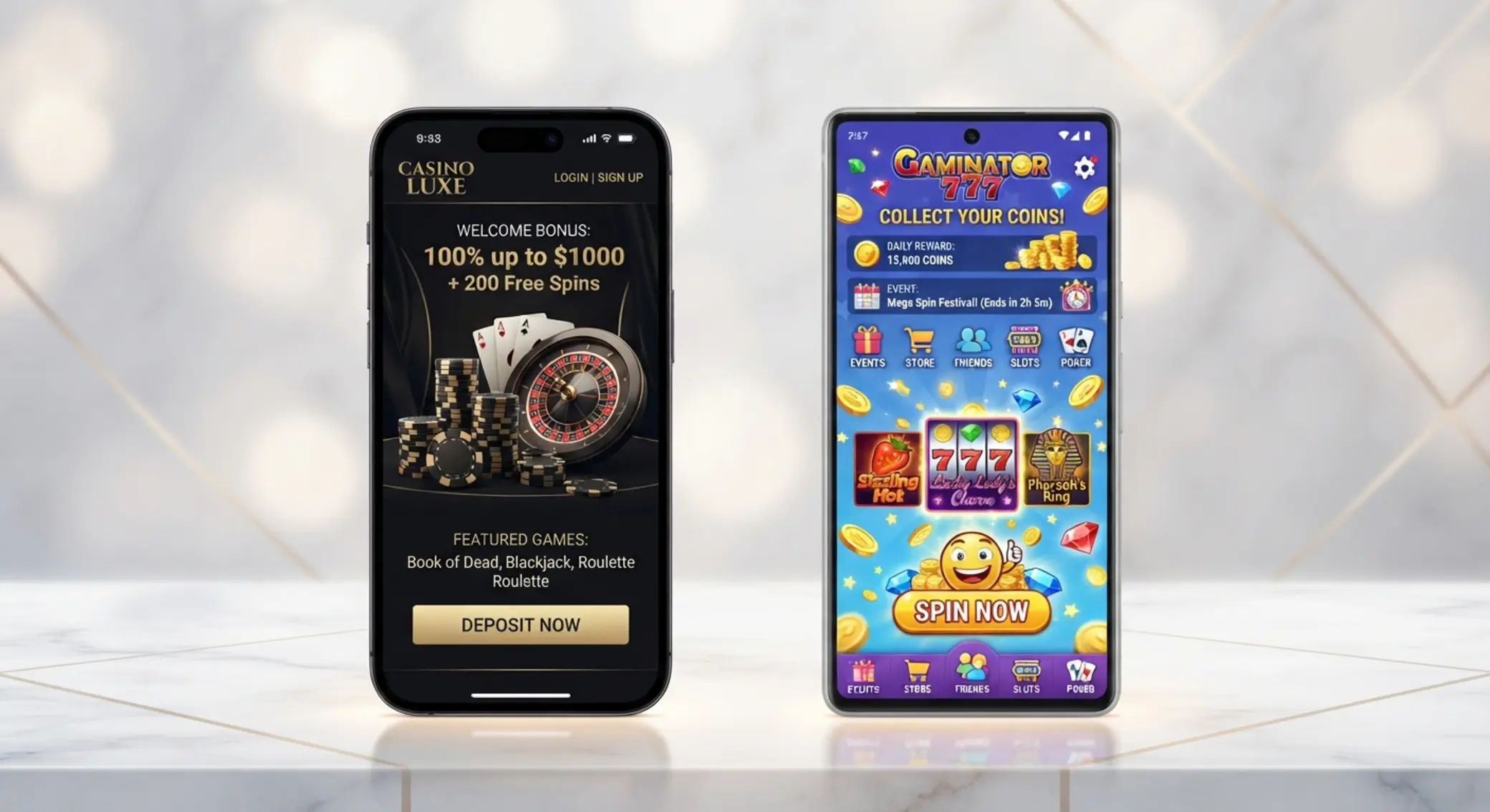 Bonusy mobilne GGBet i Gaminator 777 Dwa smartfony z bonusem kasynowym i social casino na Androidzie
