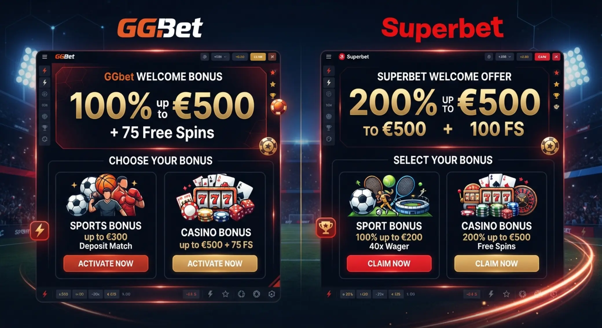 Porównanie bonusów GGbet i Superbet
