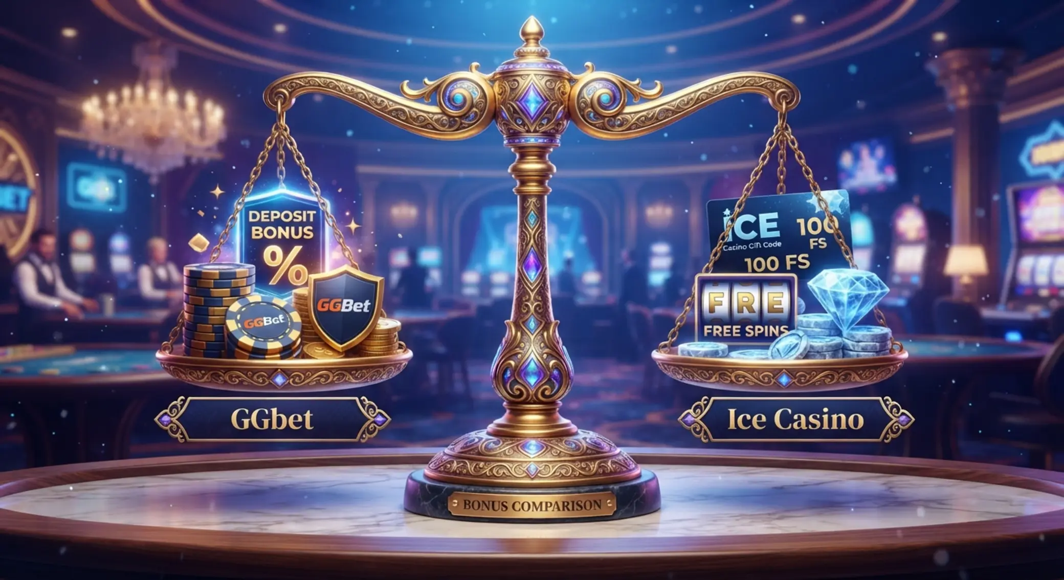 Porównanie dwóch ofert bonusowych Symboliczne porównanie bonusów GGbet i Ice Casino