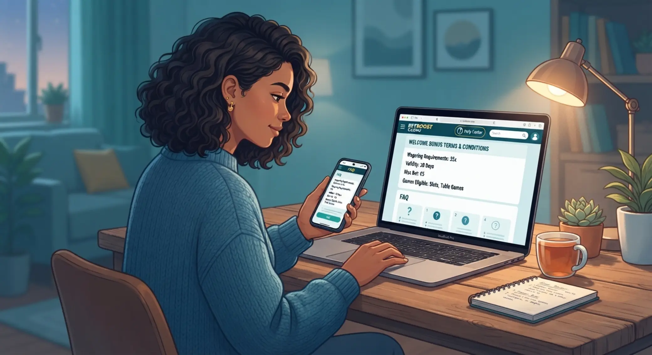 Wygoda korzystania z bonusu online Gracz analizuje zasady bonusu na laptopie i telefonie
