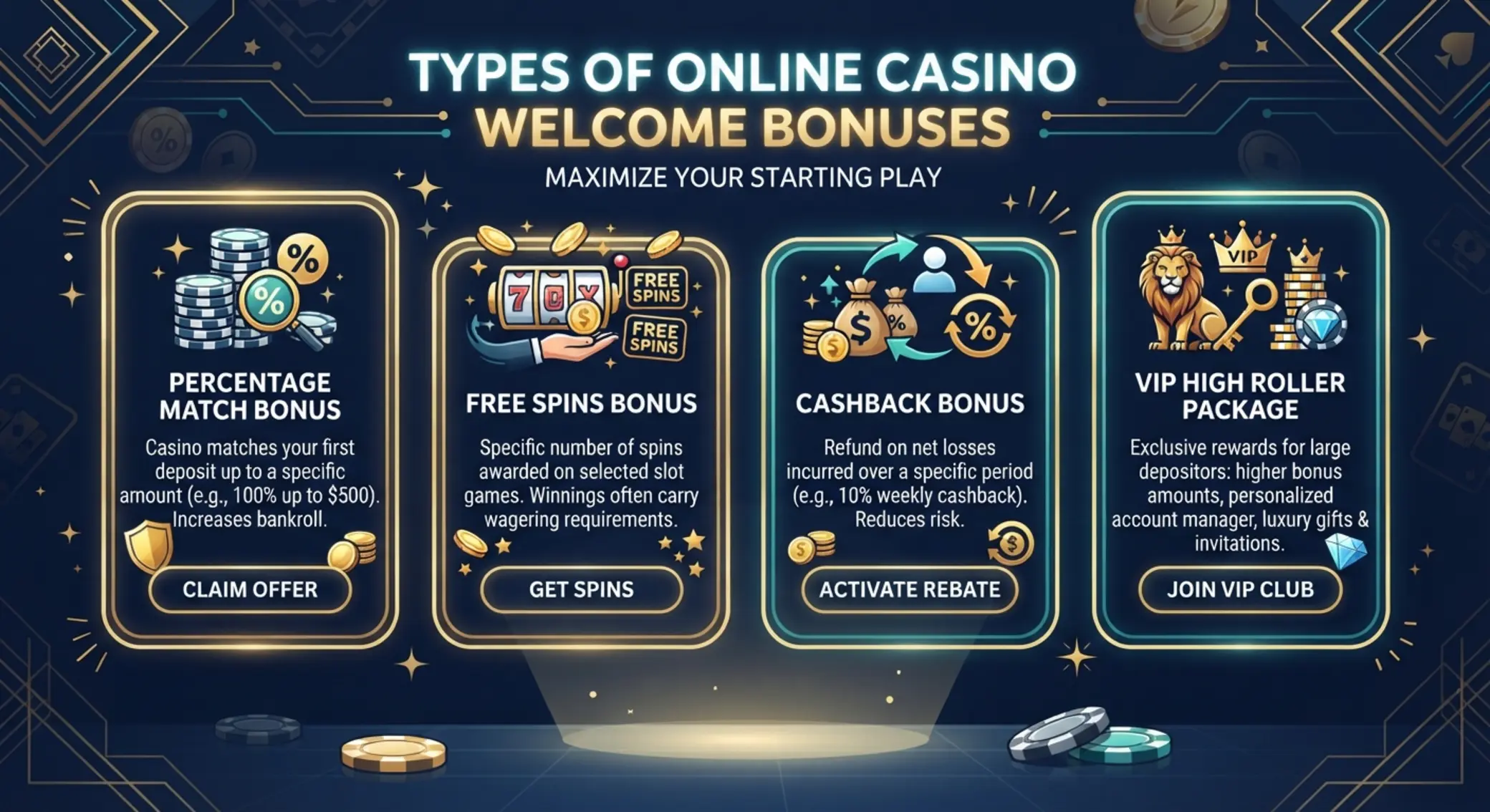 Różne rodzaje bonusów powitalnych w kasynie online