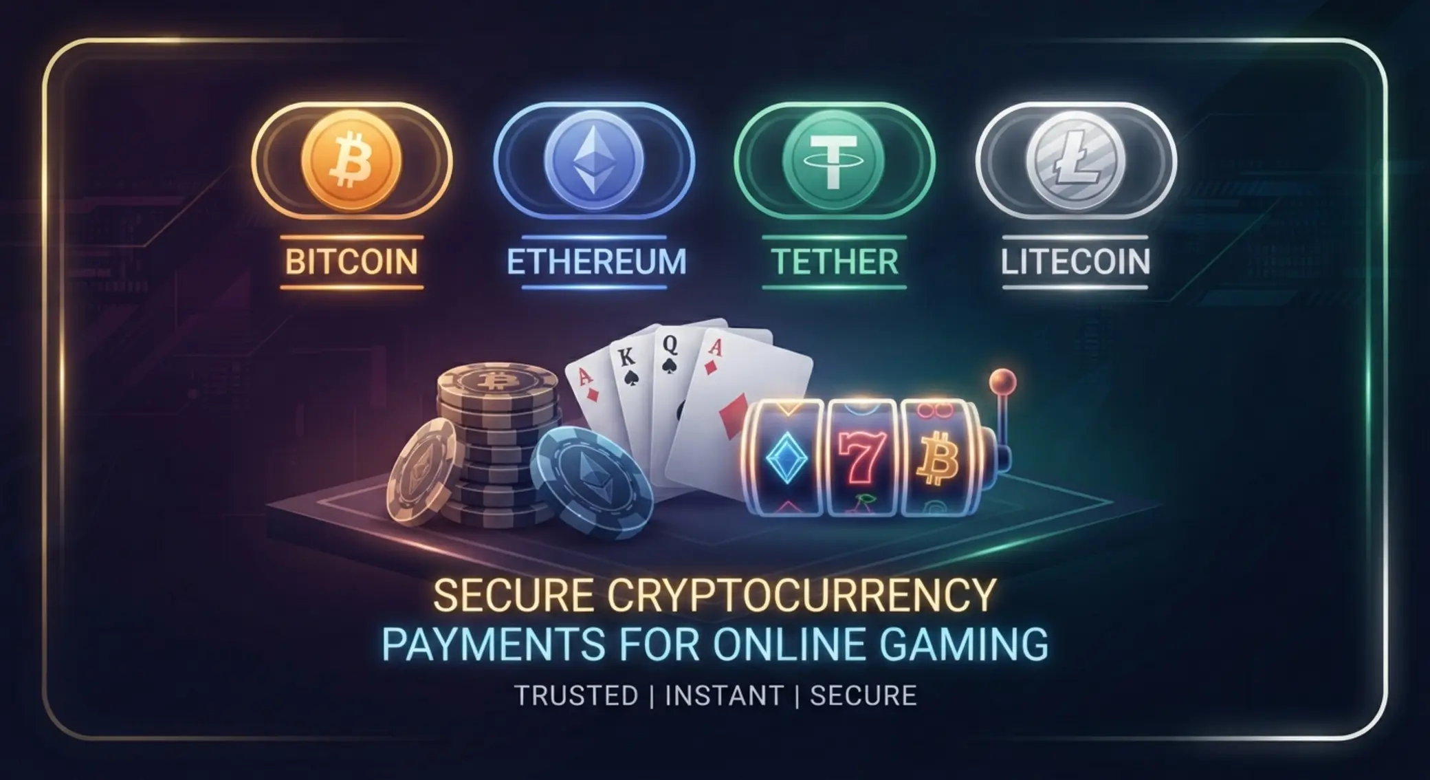 Ikony popularnych kryptowalut używanych w kasynach online