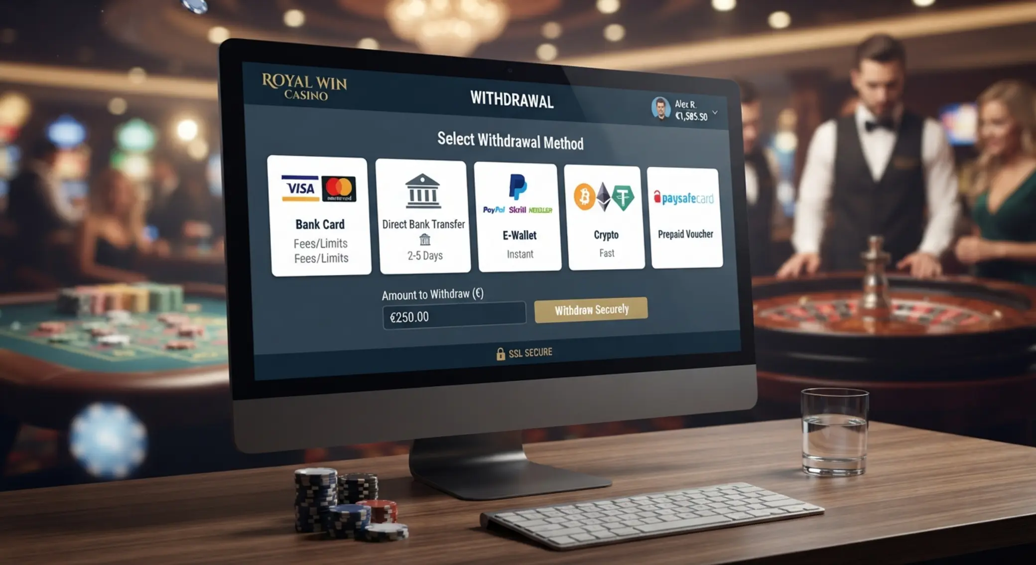 Metody płatności i ekran wypłaty w kasynie online